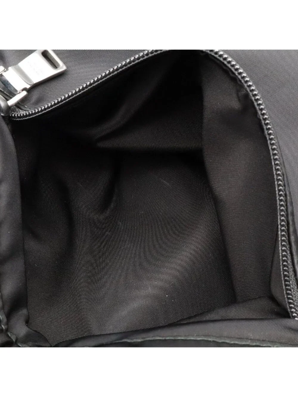 Prada Rubber Logo Shoulder Bag Nylon Leather Nero Black Silver